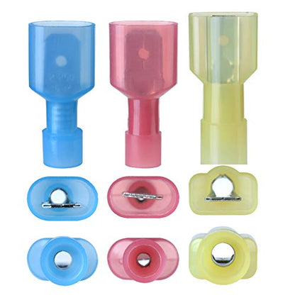 330 Pcs XHF Mix Nylon Female Male Spade Connectors 22-10 AWG Quick Disconnect Wire Terminals Insulated Wire Crimp Connectors - size: Female&Male Mix 330PCS
