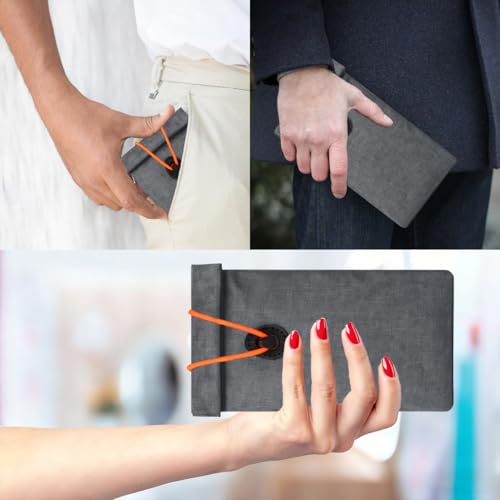 2PCS Faraday Bags for Car Key, Anti-Tracking Vehicle Faraday Key Fob Protector Cage for Privacy Protection, RFID Anti-Theft Automotive Signal Blocking Pouch, Universal Fit (Gray) - color: Grey