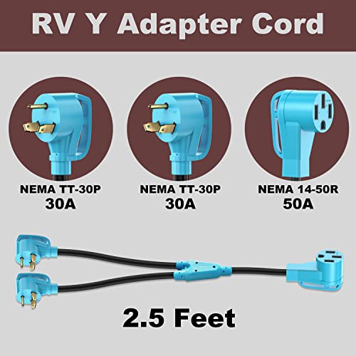 CircleCord RV Y Adapter Cord Two 30 Amp to 50 Amp - style: 30A-30A-50A