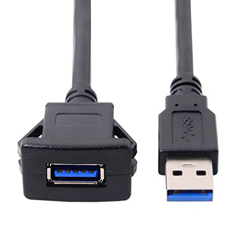chenyang USB 3.0 Flush Mount Male to Female Extension Cable for Car Dashboard Panel Mount 1.0M - color: Male to Female with Latch