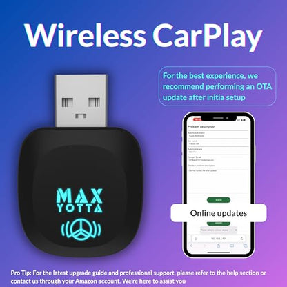 Wireless CarPlay Dongle for iPhone, Mini Plug & Play Car Play Adapter