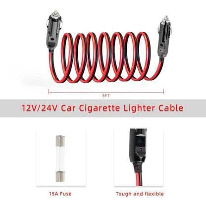 ELFCULB Male to Male Cigarette Lighter Cable 14AWG 10FT - color: 12V Male to Male, size: 10FT