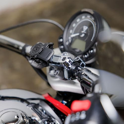 Quad Lock Handlebar Motorcycle Phone Mount PRO Chrome Kit with Vibration Dampener and MAG Universal Adaptor - size: Handlebar Chrome Mount PRO