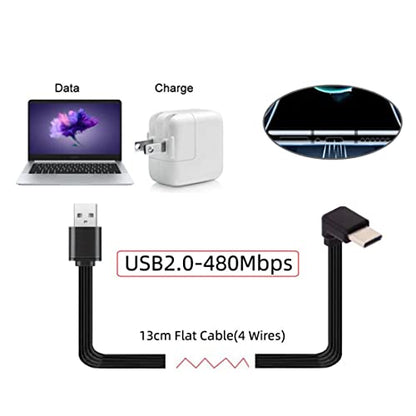 chenyang USB C Short Flat Cable, USB 2.0 Type A Male to USB C Male 90 Degree UP Angled 4 Wires 5V 2A Charge Data Extension Silicone Cable 4 Wires 30AWG 13cm - style: USB 2.0 Type-A to Type-C UP Angled