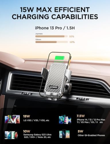 JOYMASS Wireless Car Charger, Phone Holders for Your Car, 15W Auto Clamping Phone Mount Car Accessories for iPhone 16 15 14 13 12 Mini Pro Max, Samsung Galaxy S24 Ultra S23 S22+ Note 20, etc - Silver - color: SILVER