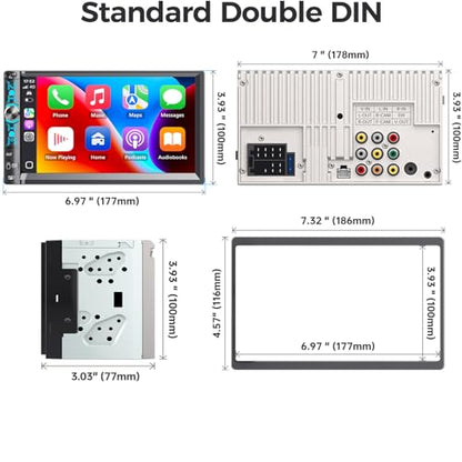 7-Inch Double Din Car Stereo with Apple CarPlay, Android Auto - style: Volume knob + 4 physical buttons