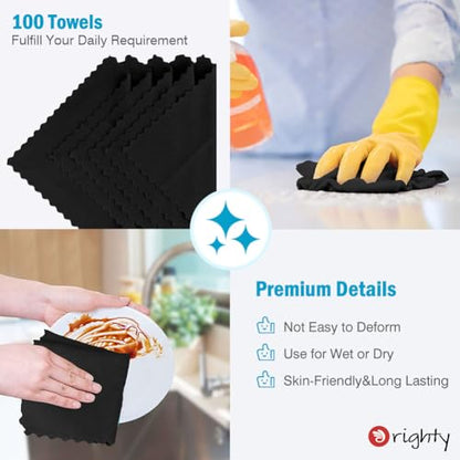 Orighty Microfiber Cleaning Cloth Bulk, 100 Pack, 11.5x11.5 inch, Black - color: Black, size: Pack of 100