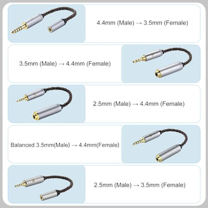 okcsc 2.5MM Male to 4.4MM Female AC8G OFC Adapter Cable,Aging Resistance PVC Material,Metal Shell,Gold-Plated Plug 2.7inch 4.4MM Female - size: 2.5MM Male to 4.4MM Female