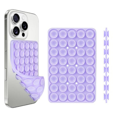 Giumel 1 Pack Purple Double Sided Silicone Suction Cup Phone Case Mount, Strong Grip Holder for Selfies and Videos, Compatible with iPhone and Android - color: 1 Pack Purple Double Sided