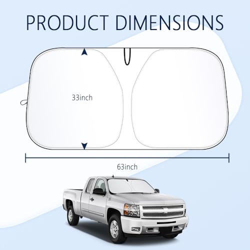 300T Thickened Sunshade for Car Windshield,Windshield Sun Shade for Blocking 99% Sunlight & Heat,Summer Cars Essentials Sun Cover for Car Windshields Fits Small Truck,SUV (XL: 63x33 inch) - color: XL(63 x 33 inch)