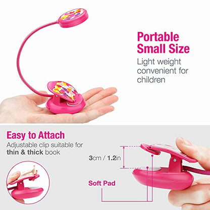 Vekkia Cute Rechargeable Book Light Eye-Care Clip on Lights (Rose Red) - color: Pink