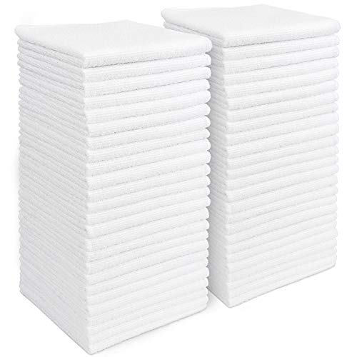 AIDEA White Microfiber Cleaning Cloth 50PK, Absorbent Cleaning Rags 12"x12" - color: White, size: 12in.x12in.
