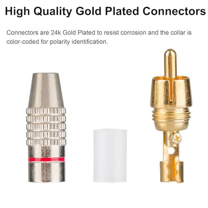 10Pack RCA Male Plug Solder, Gold Audio Video Cable Adapter Connector for Speaker Wire Wall Plate Home Theater Audio Video Receiver Amplifiers and Sound Systems - style: 10-Pack
