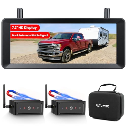 AUTO-VOX 7.2" Dual Wireless Magnetic Backup Camera System, 1-Min Install - size: 7.2"Dual Cam