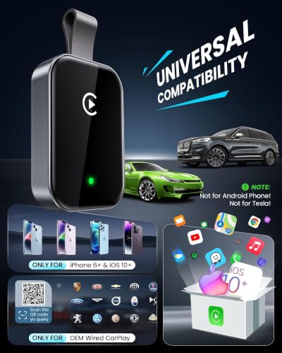 High Tech Wireless CarPlay Adapter for Apple-Super Mini Edition | Easy to Upgrade Wired Car Play to Wireless | Latency-Free in-Dash Navigation GPS Dongle for iPhone iOS 10+(Bright Gray) - color: Bright Gray
