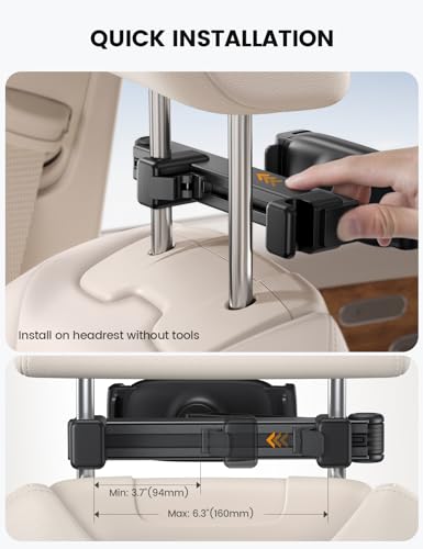Lamicall Car Headrest Tablet Holder, Lockable Car Backseat Mount