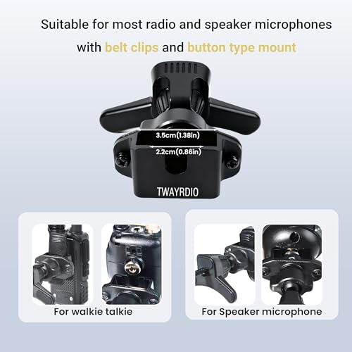 TWAYRDIO Radio Holder with Metal Hook Clip, Car Air Vent Handheld Radio Mount, Universal Automobile Cradle for Yaesu Motorola Baofeng Retevis Midland Two Way Radios for Cobra Uniden Astatic CB Mics