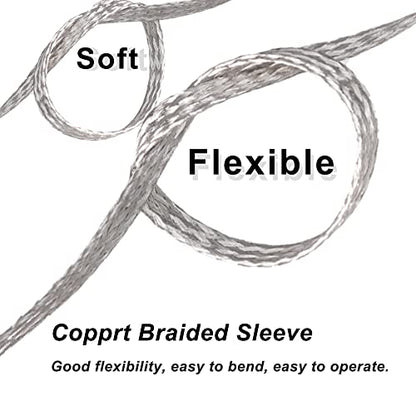 QuQuyi 9.84ft 4mm Braided Ground Strap Tinned Copper Flat Sleeving Expandable Metal Sheath Screening Signal Wire Cable Shielded - size: 4mm