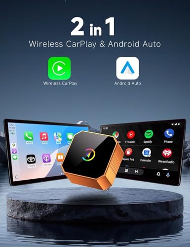 Aimoon 2026 Upgraded Wireless CarPlay Adapter for iPhone＆Android, Car Play Mini Wired to Wireless Adapter for CarPlay ＆Android Auto Plug and Play Stable Connection & No Latency for iPhone iOS 10+