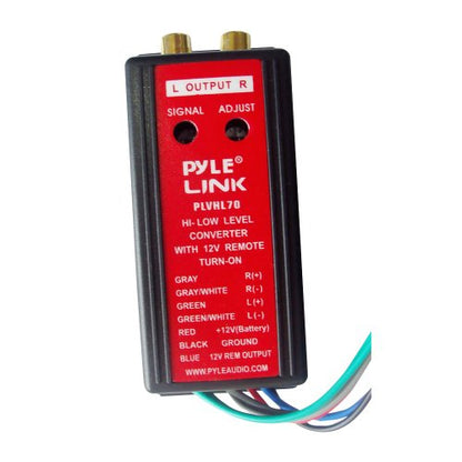 Pyle 2-Channel Hi-Level To Low-Level Converter - Auto Adjustable w/12V Remote Turn-On, Dual Channel, Full DC Isolation, Easy To Install, High-Quality Sound w/RCA Functions