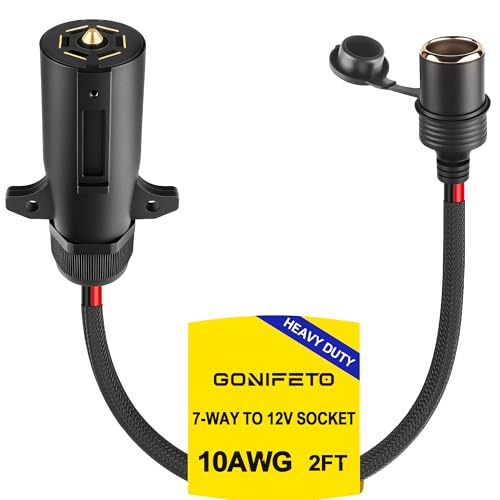 7 Pin to Cigarette Lighter Adapter,10AWG 7-Way Power Access Cable