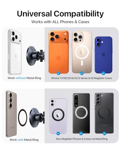 andobil for Magsafe Car Mount Compact Magnetic Phone Holder for Car Dash - style: Dashboard