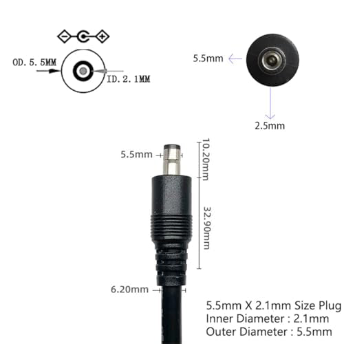 2Pcs 3FT 14AWG 15A 12V DC5.5mm x 2.1mm Male Power Pigtails Cable - style: DC5521 Male