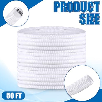Kanayu 1/2''-50 Ft Split Wire Loom Tubing, White Flame Retardant - color: White, size: 1/2''-50 Ft