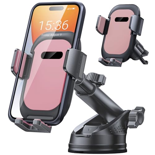 Ultra Stable Phone Holders for Your Car [Powerful & 360 Adjustable Suction Cup] Universal Car Phone Holder Mount Long Arm Flexible Car Mount for Dashboard Windshield Air Vent All Phone Case - Pink