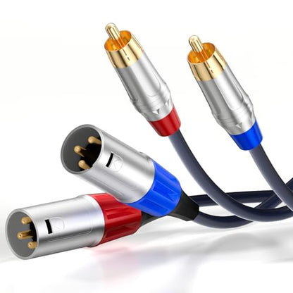 Tisino RCA to XLR Cable, 2 RCA to 2 XLR Male HiFi Cord,4N OFC, 3.3FT/1m - size: 1m