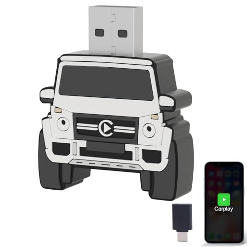 Wireless CarPlay Adapter for iPhone - for Daily Commute & Road Trip, No App Needed, Plug & Play Convert Wired to Wireless, Ultra-Compact 4x4 SUV Design with Low Latency - White - color: White