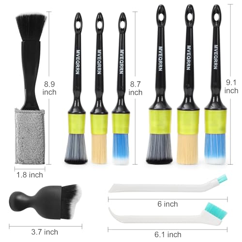 MVEQRRN 10PCS Car Detailing Brush Set,Boars Hair Detail Brush Kit(Green) - color: 10PCS detail brush set green