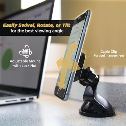 Scosche MAGWSM2 MagicMount Magnetic Suction Cup Mount for Car Windshield or Dashboard, 360° Adjustable Magnet Head, Universal Cell Phone Holder for Car, Compatible with iPhone, Samsung & All Devices - size: 1 Pack, style: Window / Dash Suction