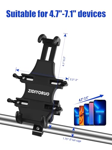 ZIDIYORUO UTV Phone Mount Holder, Aluminum Alloy Heavy Duty SXS Phone Clamp