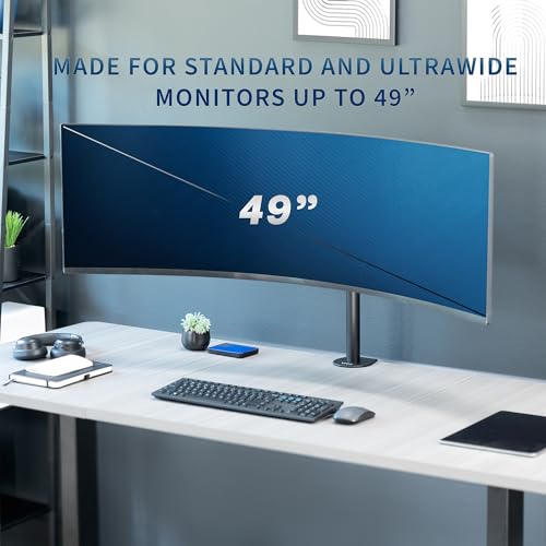 VIVO Clamp-on Single Ultra Wide Monitor Desk Mount, Low Profile Heavy Duty Adjustable Stand for 1 Ultrawide Screen up to 49 inches, 44 lbs Capacity, Black, STAND-V100C - size: up to 49" screens, style: Standard