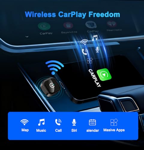 Generic Wireless CarPlay Adapter, 2-in-1 CarPlay & Android Auto Dongle, Compact Plug & Play Wireless Adapter with USB/USB-C Converter for CarPlay Vehicles