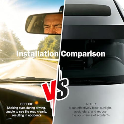 5% VLT Windshield Sun Visor Tint Film, 2 Pack 59x7.87 Inch Sun Shade Strip, Heat UV Block Anti Glare Light Reduction Auto Window Accessory (Black #B)