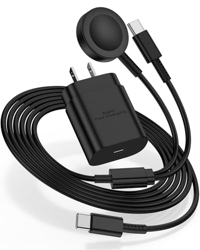 for Samsung Watch Charger Fast Charging,2 in 1 Galaxy Watch Phone Charger 6ft with 25W USBC Charger Compatible with Galaxy Watch 8/7/Ultra/6/6 Classic/5/5Pro/4/4 Classic/3/Active2/1/S24/S23/S22/21 - color: Black, size: Samsung-2in1-6FT