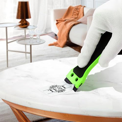 EHDIS 2pcs Plastic Razor Scraper 6-inch Long Handle Adhesive Remover Tool with 100 Double-Edge Blades for Window Tint Vinyl Scraper Decal Sticker Glue Remove (‌Neon-Green) - color: ‌neon-green