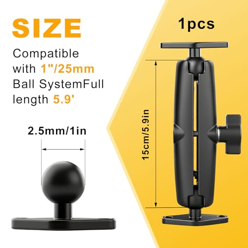 Aluminum Alloy Double Socket Arm Compatible RAM Mount Arm, 1" Double Ball Adapter, 360° Rotation, Extension Rod for Phone Holder, for Bike, Motorcycle, Truck. (Long) - size: Long