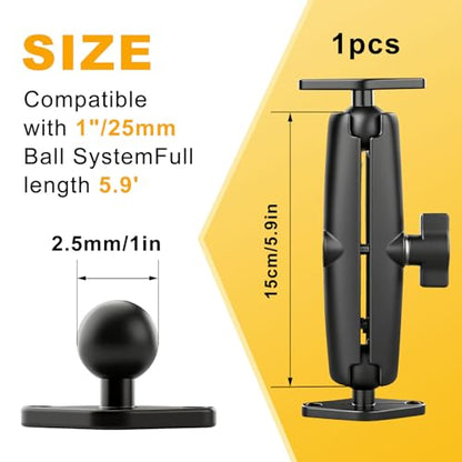 Aluminum Alloy Double Socket Arm Compatible RAM Mount Arm, 1" Double Ball Adapter, 360° Rotation, Extension Rod for Phone Holder, for Bike, Motorcycle, Truck. (Long) - size: Long