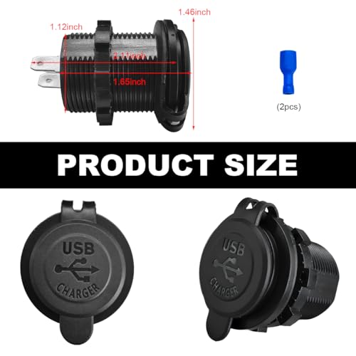 4.2A Dual USB Charger Socket, Waterproof Power Outlet 12V/24V 2.1A & 2.1A Quick Charge Socket, USB Charger Socket with Cap for Car Golf Cart Mobile RV ATV Truck Marine Boat (Blue) - color: Blue