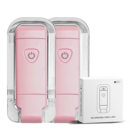 EGWASER Book Light for Reading in Bed, USB Rechargeable Clip on Book Lights, 3 Brightness Adjustable Dimmable Bookmark Light for Eye-Protection, Reading Lamp for Bookworms, Travel (2-Pack Pink) - color: 2-Pack Pink