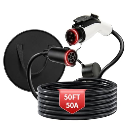 50A 50FT J1772 EV Extension Cable, Level 2 EV Charger Extension Cord, Heavy-Duty 240V EV Extension Cable for Fast Charging (50FT) - size: 50FT 50A