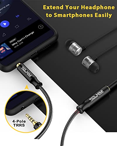 Headphone Extension Cable 4 Pole 3.5mm TRRS Male to Female Lossless Stereo Audio Cable Extension (4 ft/ 1.2 m) Nylon Braid Aux Cord Extension for Headset or Audio Devices –Matte Black - style: MTF