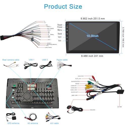 10.1-Inch Android Double DIN Car Stereo, Wireless CarPlay, Android Auto - color: 10.1 Inch 4G+64G+Car Play and Android Auto