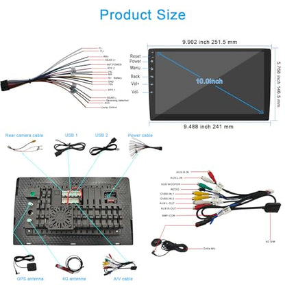 10.1-Inch Android Double DIN Car Stereo, Wireless CarPlay, Android Auto - color: 10.1 Inch 4G+64G+Car Play and Android Auto
