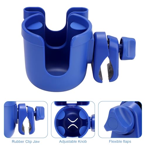 Accmor Stroller Cup Holder with Phone Holder, Bike Cup Holder, Universal Cup Holder for Uppababy Nuna Strollers, 2-in-1 Drinks Holder for Walker, Wheelchair, Scooter - color: All Dark Blue & All Dark Blue