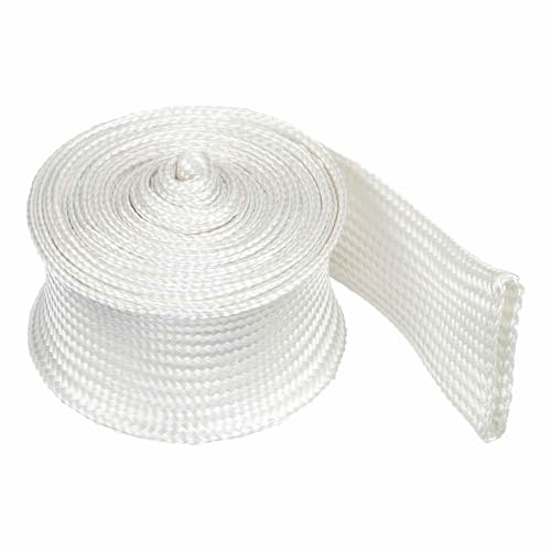 HARFINGTON Braided Sleeving 6.6ft x 1-1/2" High Temp Fiberglass Braid Cable Sleeve for Automotive Home Office Cables Video Cord Management Cable Protection - size: 6.6ft x 1-1/2"