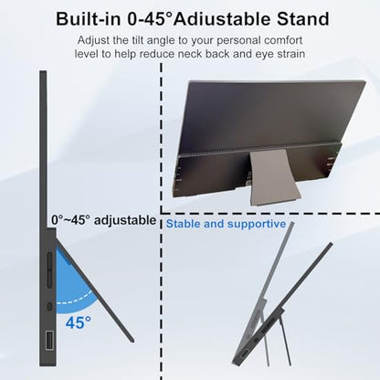 Topmonitor Portable Monitor Touchscreen 15.6" 1080P FHD IPS, 10-Point Touch Travel Gaming Display with Dual Speakers & Kickstand, USB-C HDMI External Screen for Laptop, MacBook, Phone, PS5, Switch - size: 15.6 inch 1080P 2
